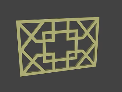 Yellow Intricate Geometric Decorative Panel With Traditional Lattice Square Frame Pattern Design 3d model