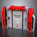 3D Model Industrial Red Gray Mechanical Control Panel With Green Indicator Light And Symbols