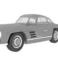 Silver Mercedes Classic Sports Car Front Side Rear Views Retro Design