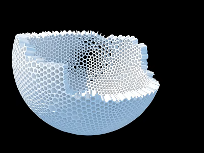 Decorative Ornament Set Modern Geometric Hexagonal Grid With Hollow Spherical Bowl Shape Textured Surface 3d model