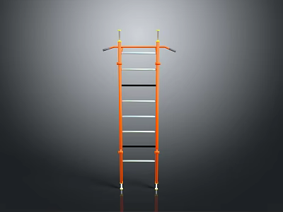 Sturdy Orange Metal Ladder With Black Rungs And Support Frame 3d model