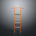 Sturdy Orange Metal Ladder With Black Rungs And Support Frame