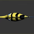 Cartoon Tropical Fish With Yellow Black Stripes Blue Fins Tail Long Snout And Big Eyes