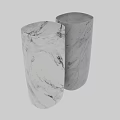 Two Cylindrical White Marble Washbasins with Natural Veins in Modern Design