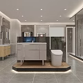 Modern Bathroom Store Featuring Glass Shower Enclosures Gray Walls White Vanity And Mirror