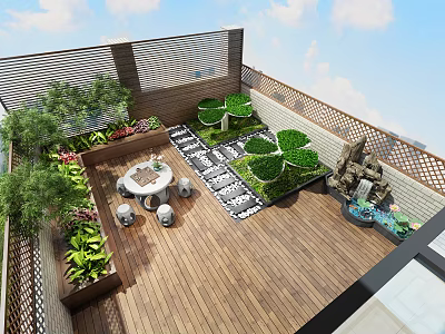 Modern Garden Balcony 3d model