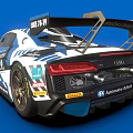 Audi R8 Racing Car In Blue White Livery With BWT Michelin Logos And Number 33