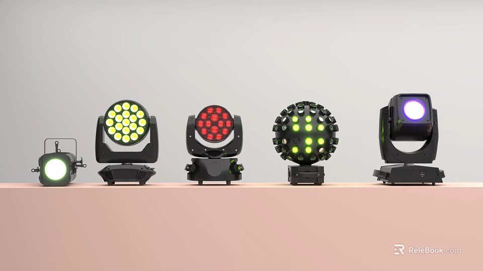 Stage Lighting Setup With Colorful Moving Head Lights And RGB LED Par Cans 3d model 