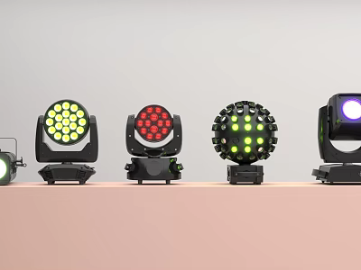 Stage Lighting Setup With Colorful Moving Head Lights And RGB LED Par Cans 3d model