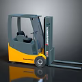 Jungheinrich Forklift Truck With Gray Cabin Yellow Exterior And Front Forks