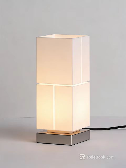 Modern Stacked Cube Table Lamp with White Shade and Soft Illumination for Home Office 3d model 