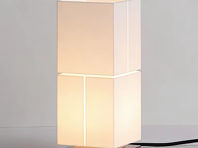 Modern Stacked Cube Table Lamp with White Shade and Soft Illumination for Home Office 3d model