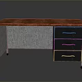 Wooden Top Desk With Metal Frame And Three Drawers For Workspace