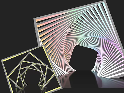 Modern Activity Passage With Geometric Structure And Colorful Lighting Effects 3d model