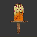 Tasty Orange Popsicle with Yellow Frosting and Pink Sprinkles on Decorative Wooden Stick