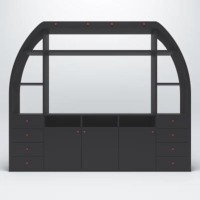 Black TV Stand with Arched Design Drawers Cabinets and Storage Space 3d model