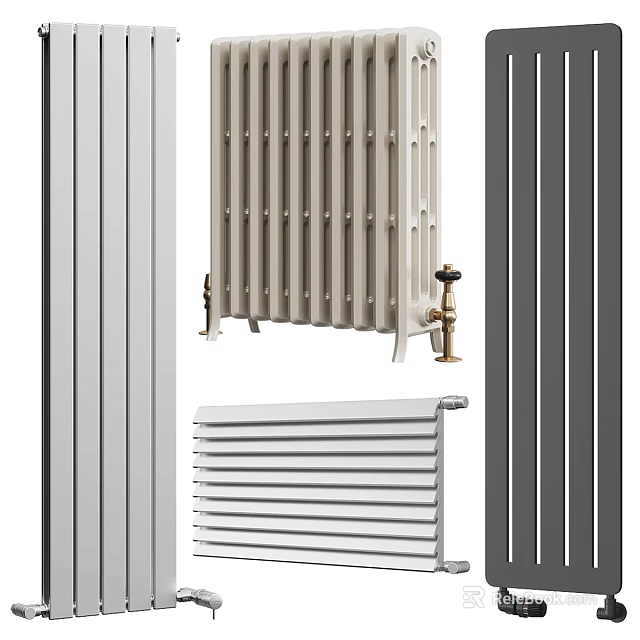 Modern And Traditional Radiators In White And Gray Stylish Home Heating Solutions 3d model 