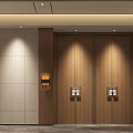 Front Desk Reception Area With Modern Wooden Panels And Elegant Lighting Design