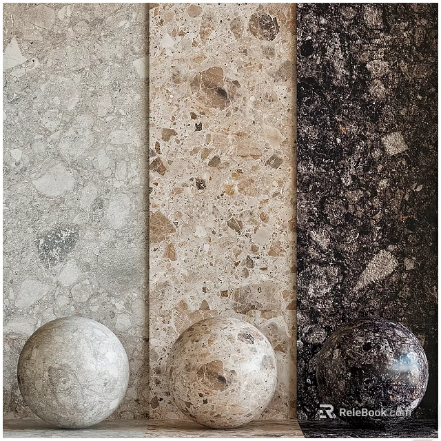 Textured Stone Decorative Components With Varied Color Patterns And Spherical Accents 3d model