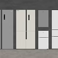 Various Modern Refrigerators Freezers with Multiple Styles and Neutral Colors on 3d model