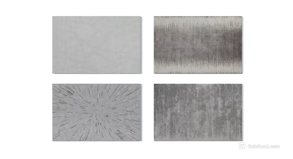 Modern Square Rugs With Different Textures And Neutral Gray Patterns 3d model