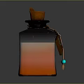 Decorative Glass Bottle With Orange Liquid Wooden Cork And Glowing Effect