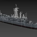 Detailed Modern Warship 3D Model Featuring Radar Antennas And Deck Equipment