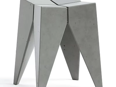 Modern Minimalist Concrete Stool With Geometric Legs For Indoor Home Decor Design 3d model