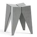 Modern Minimalist Concrete Stool With Geometric Legs For Indoor Home Decor Design