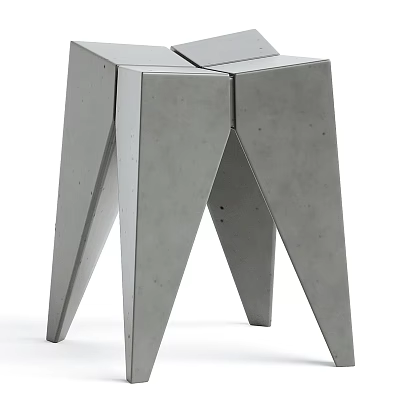Modern Minimalist Concrete Stool With Geometric Legs For Indoor Home Decor Design 3d model