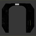 Black Entrance Gate With Metal U-Shaped Frame Yellow Accent And Control Panel