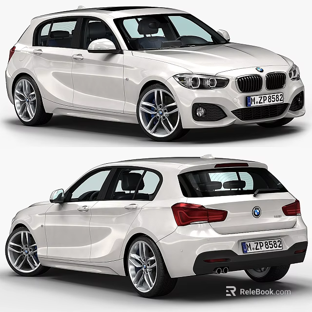 White BMW Hatchback Car With Sporty Exterior Design And Alloy Wheels 3d model 