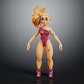 Game Movie Character 3D Model Featuring Golden Hair Pink Bodysuit Mechanical Arm Purple Boots Scars