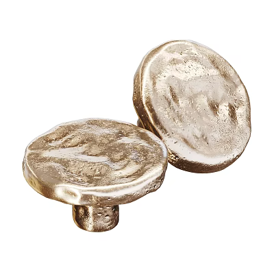 Golden Round Door Knobs with Textured Metallic Surface for Home Decorative Use 3d model