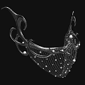 Ornate Metallic Hat with Intricate Mesh Pattern and Pearl Accents Vintage Inspired Design