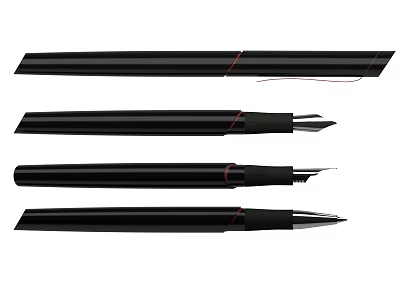 Stylish Black Pens With Modern Sleek Design And Various Nib Options 3d model
