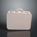 Elegant White Suitcase With Golden Clasps And Handle For Daily Lifestyle Use