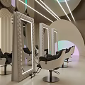 Modern Hair Salon Interior Design With Styling Chairs Mirrors And LED Lighting