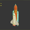 Detailed Rocket Model Featuring Shuttle Design With Orange Tip White Body And Side Boosters 3d model