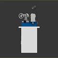 Industrial Grinding Machine With Motor Grinding Wheel Blue Tabletop And Cabinet Base Lamp