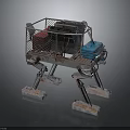Mechanical Robot Character With Metal Structure Cage Equipment Platform And Legs 3d model