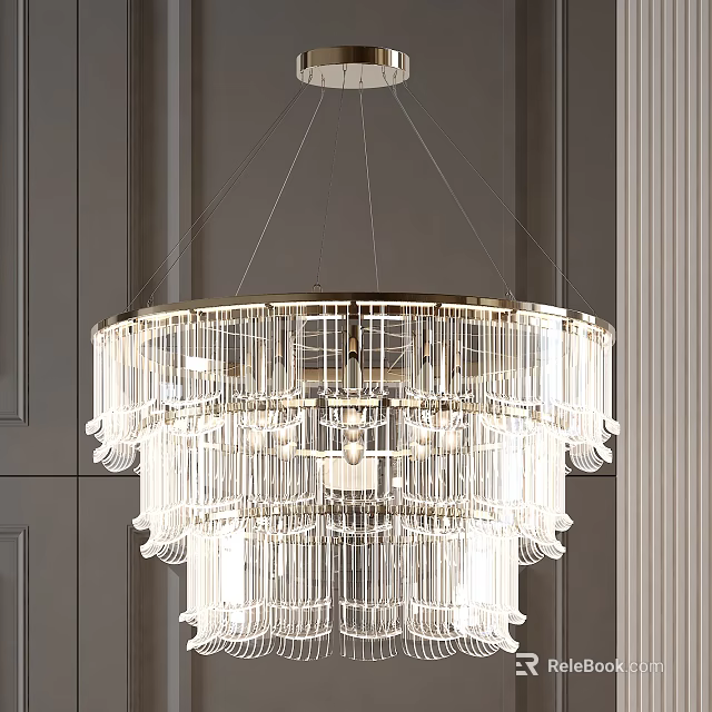 Modern Luxury Multilayer Round Crystal Chandelier With Metal Frame And Crystal Pendants For Indoor Decoration 3d model 