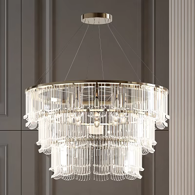 Modern Luxury Multilayer Round Crystal Chandelier With Metal Frame And Crystal Pendants For Indoor Decoration 3d model