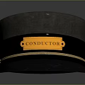 Dark Brown Conductor Cap With Black Band Golden Trim And Label