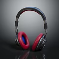 High Quality Over Ear Headphones With Red Earpads And Black Headband Modern Design