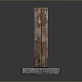 Minimalist Modern Wooden Vertical Sculpture With Textured Surface And Stone Base