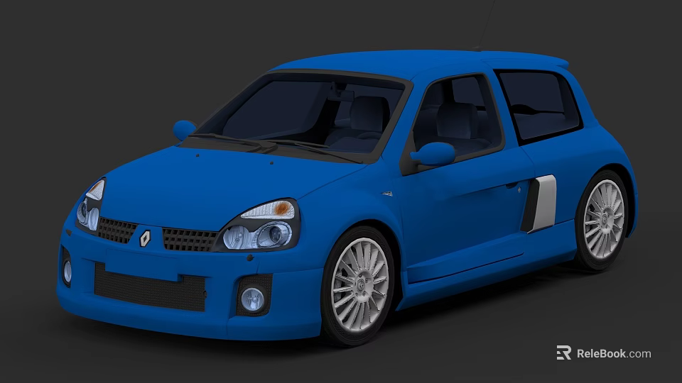 Blue Sporty Two Door Car With Silver Wheels And Modern Front Design 3d model 