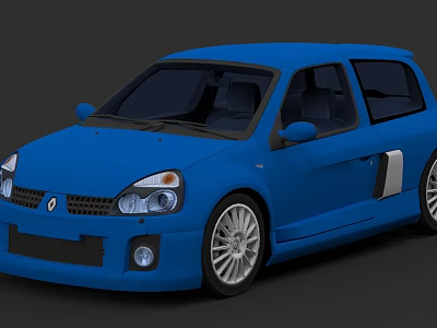 Blue Sporty Two Door Car With Silver Wheels And Modern Front Design 3d model