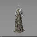 Stylish Geometric Pattern Long Dress With White Top On Mannequin