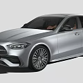 Silver Modern Sedan Car With Sleek Body Black Wheels And Taillights